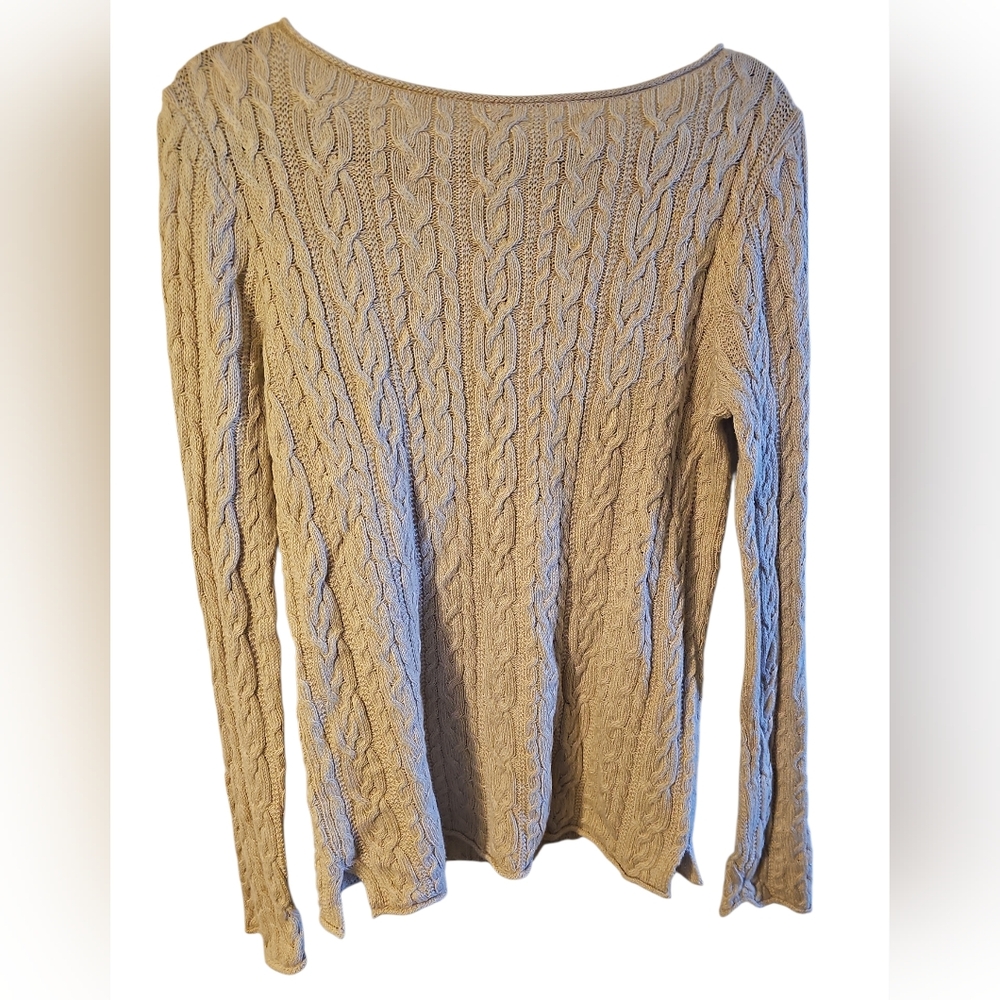 Ralph Lauren Cream Cable Knit Scoop Neck Sweater
